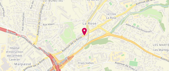 Plan de Laverie de la Rose, 182 avenue de la Rose, 13013 Marseille
