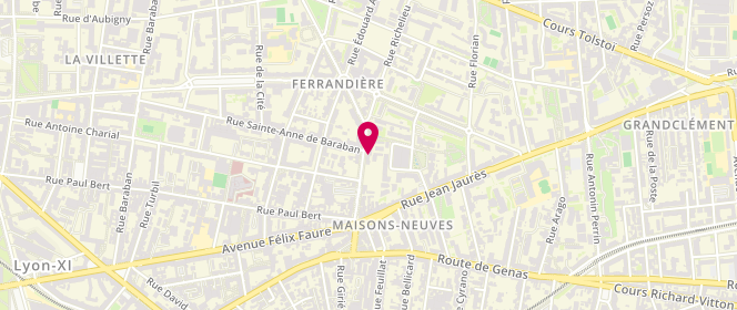 Plan de City Laverie Maisons-Neuves, 3 Rue Frédéric Mistral, 69100 Villeurbanne