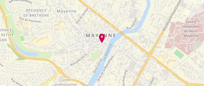 Plan de Laverie Libre-Service Laundry, 1 Rue Aristide Briand, 53100 Mayenne