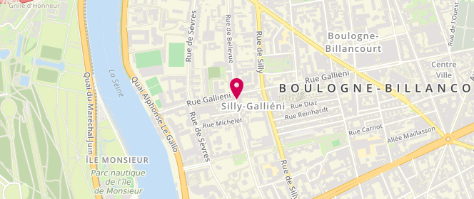 Plan de Au Fil de l'Eau, 75 Rue Bellevue, 92100 Boulogne-Billancourt