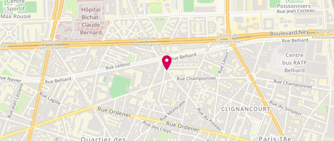 Plan de Laverie du Poteau, 77 Rue du Poteau, 75018 Paris