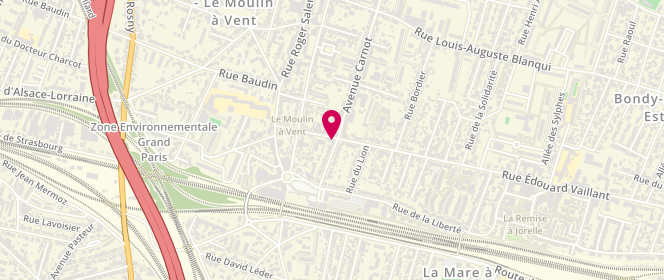 Plan de Lavomatic Bondy Gare, 22 Rue Edouard Vaillant, 93140 Bondy